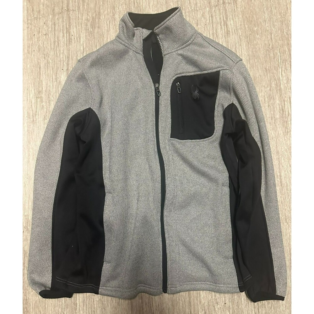 SPYDER Large men's full zip light jacket pockets gray black new